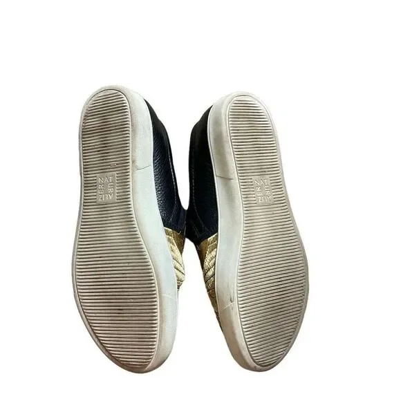 Naturalizer gold and black leather slides - Picture 5 of 7
